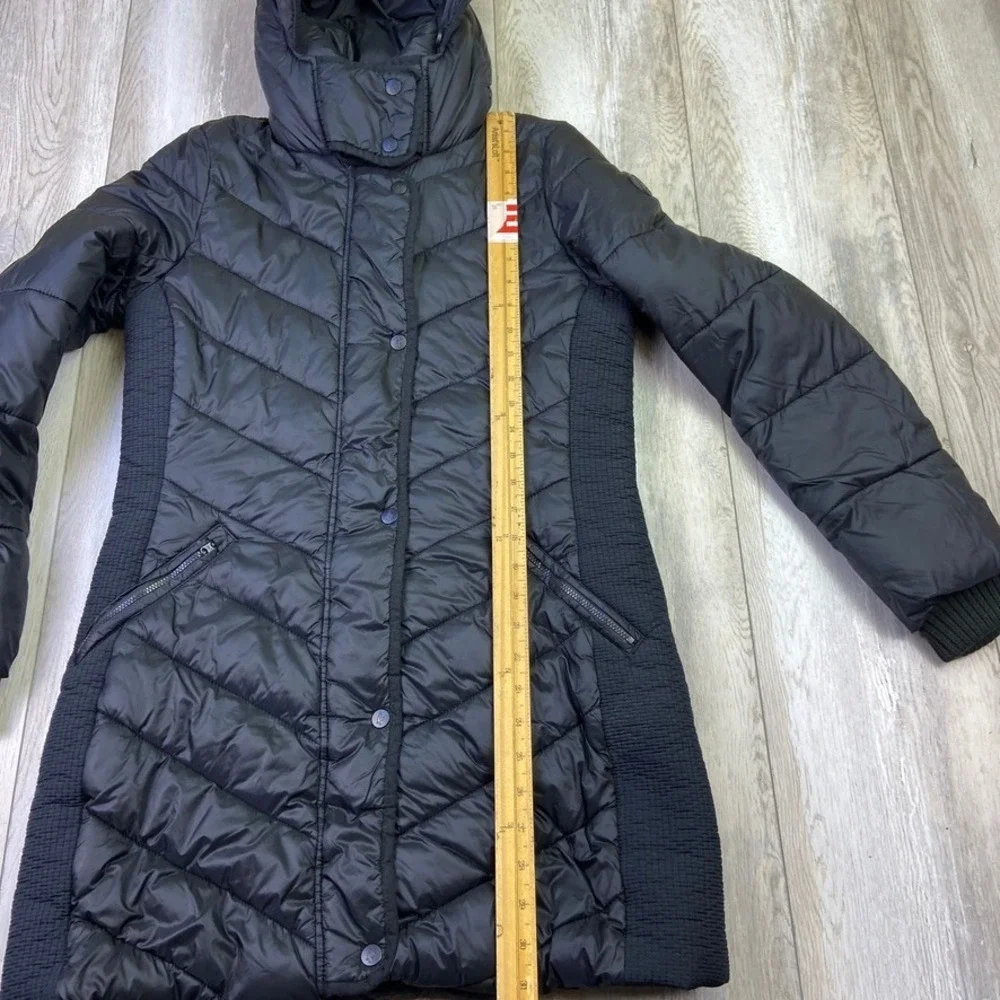 Abercrombie & Fitch Parka Jacket Womens Small Black Hoodie Puffer Coat Long - Picture 5 of 14